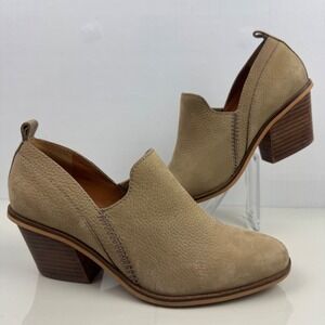 Lucky Brand Vennia‎ Ankle Booties Leather Block Heel Casual Tan Women Size 6.5